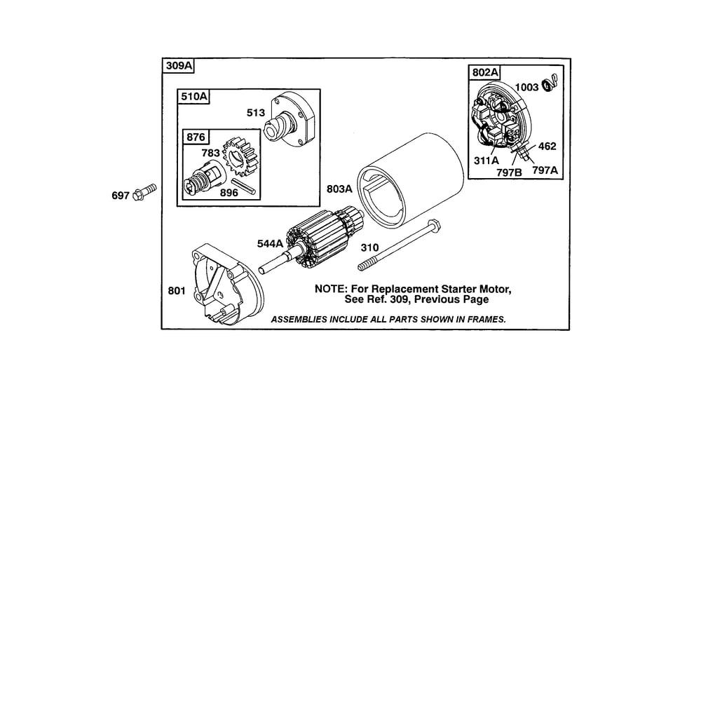 Starter Housing Diagram and Parts List for 422700TO422799  Briggs and Stratton Engine